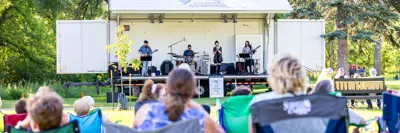 A band performs at RiverArts