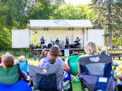 A band performs at RiverArts
