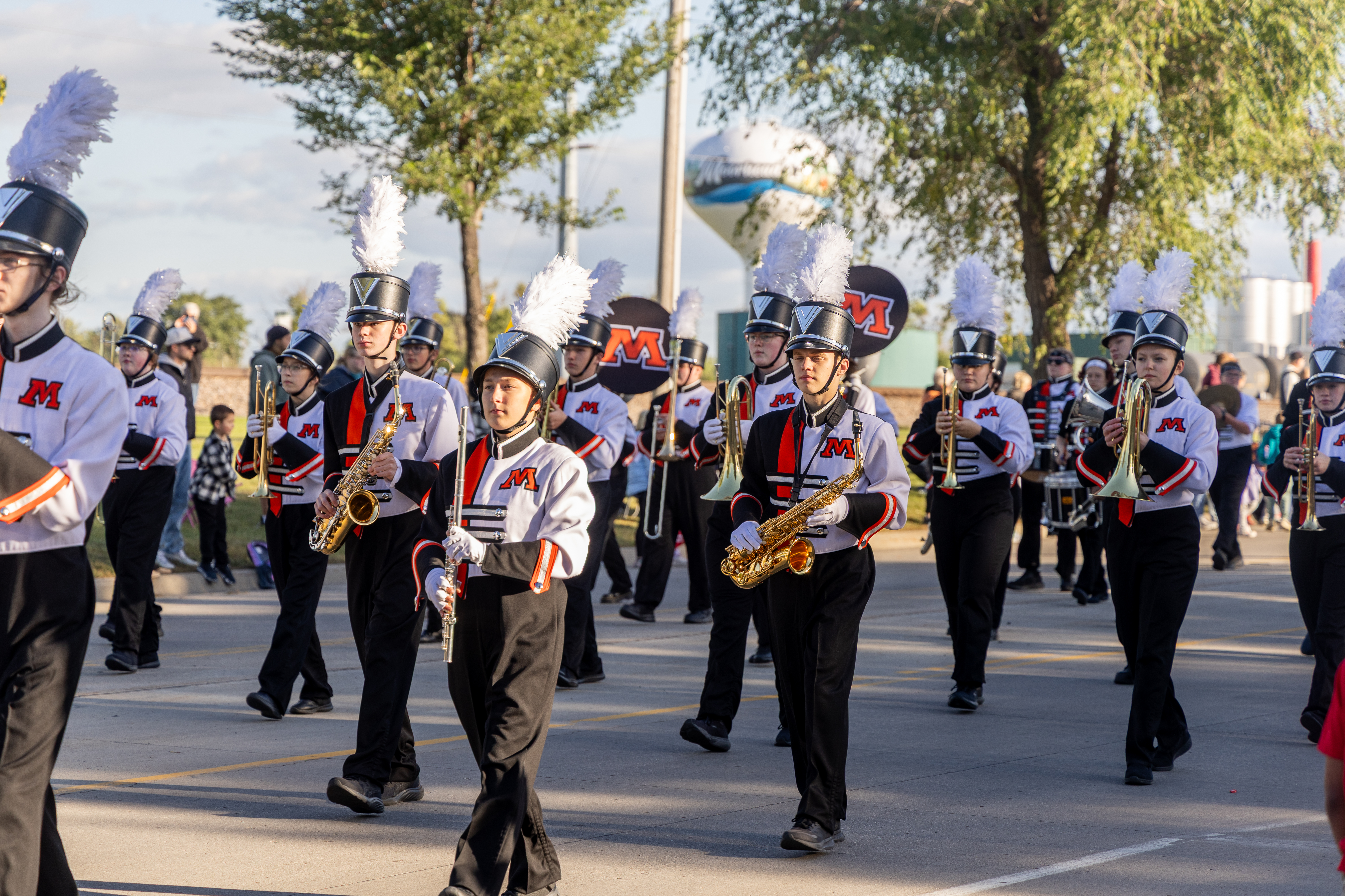 The Moorhead High School Marching Band marches in the Parade