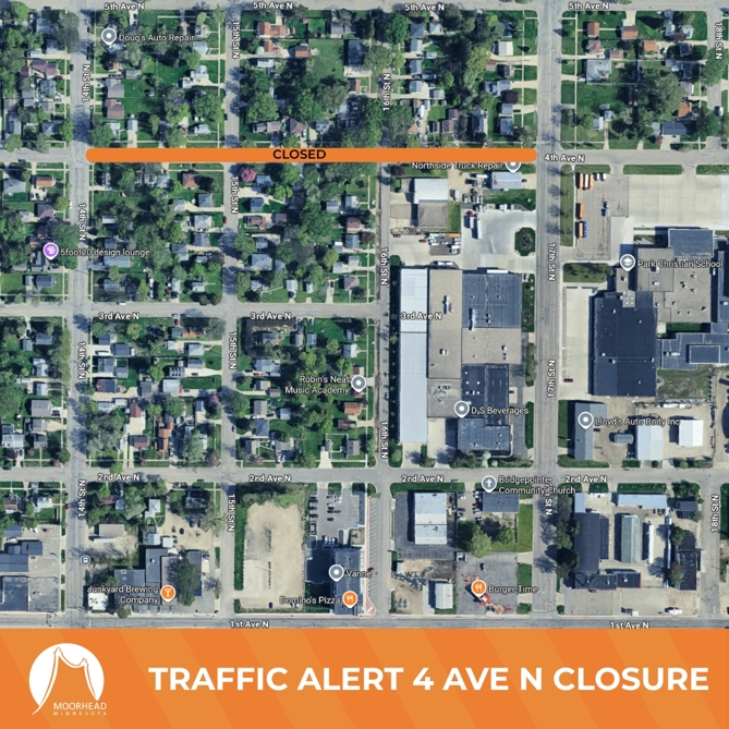 This map shows the road closure