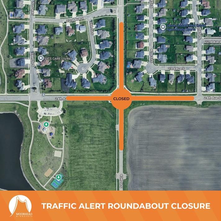 A map of the road closure