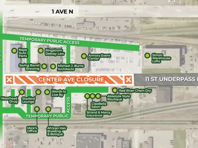 A map of the construction on Center Ave