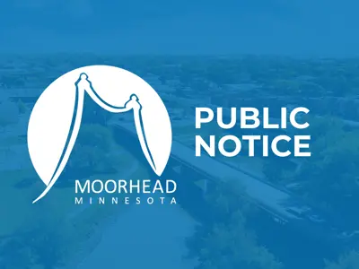 Public Notice with the City of Moorhead logo in white on a blue background