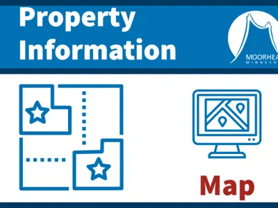 Map showing drawings of properties from a sky view and a computer desktop view